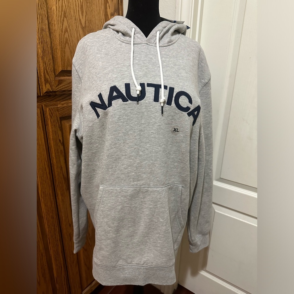 NAUTICA MENS HOODED SWEATSHIRT GREY XL
